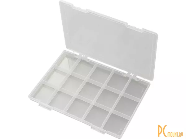Коробка пластмассовая (органайзер) EKB-103, на 15 отделов, прозрачная, 20 * 29 * 2.5CM